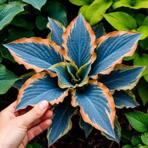 Хоста Океан Вью купить по цене от 960р. в интернет-магазине «Посадика» с доставкой почтой в в Краснослободске и по всей России – [изображение №1].